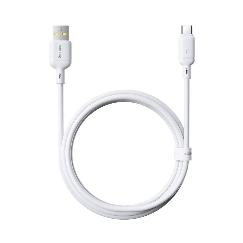 Кабель Baseus Silky Fast Charging Data Cable USB-A to USB-C 3A 2m Moon White Одеса - фото 1