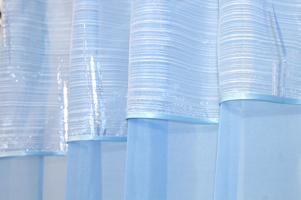 Кухонный комплект (270х170см) шторки с ламбрекеном и подхватами цвет голубой с белым 00к 59-606 Киев - изображение 4