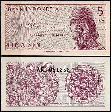 Indonesia Індонезія - 5 Sen 1964 UNC Полтава
