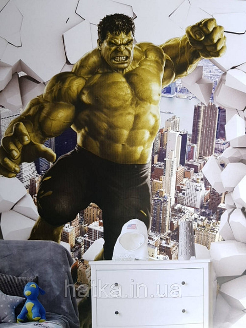 Шпалери вінілові на флізелін дитячі герої Marvel Марвел людина павук залізна людина, Капітан Америка Київ - фото 2