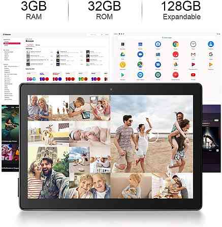 Dragon Touch Max10 10.1" Планшет Android 10, 3 ГБ ОЗУ, 32 ГБ Пам'яті, Full HD IPS 1920×1200, Wi-Fi 2.4/5 ГГц, GPS, Type-C, Чорний Київ