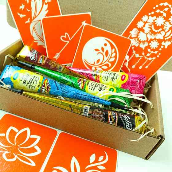 Набір кольорової хни з трафаретами для біо-тату №3 v2 color-henna-set-03 v2 Вінниця