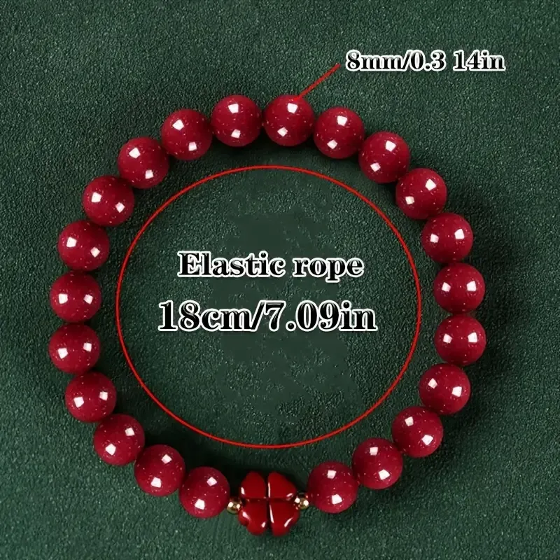 Натуральный киноварный браслет с четырехлистником – талисман удачи и защиты Киев - изображение 3