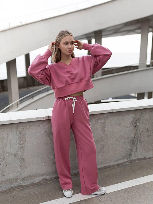 Женский базовый прогулочный костюм двойка: кофта и штаны турецкая трехнить пенье Терракот Одесса - изображение 4