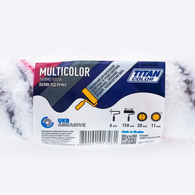 Валик хутряний під ручку 6х30х150 мм, ворс 11 мм TITAN COLOR МULTICOLOR 1 шт Рівне - фото 3