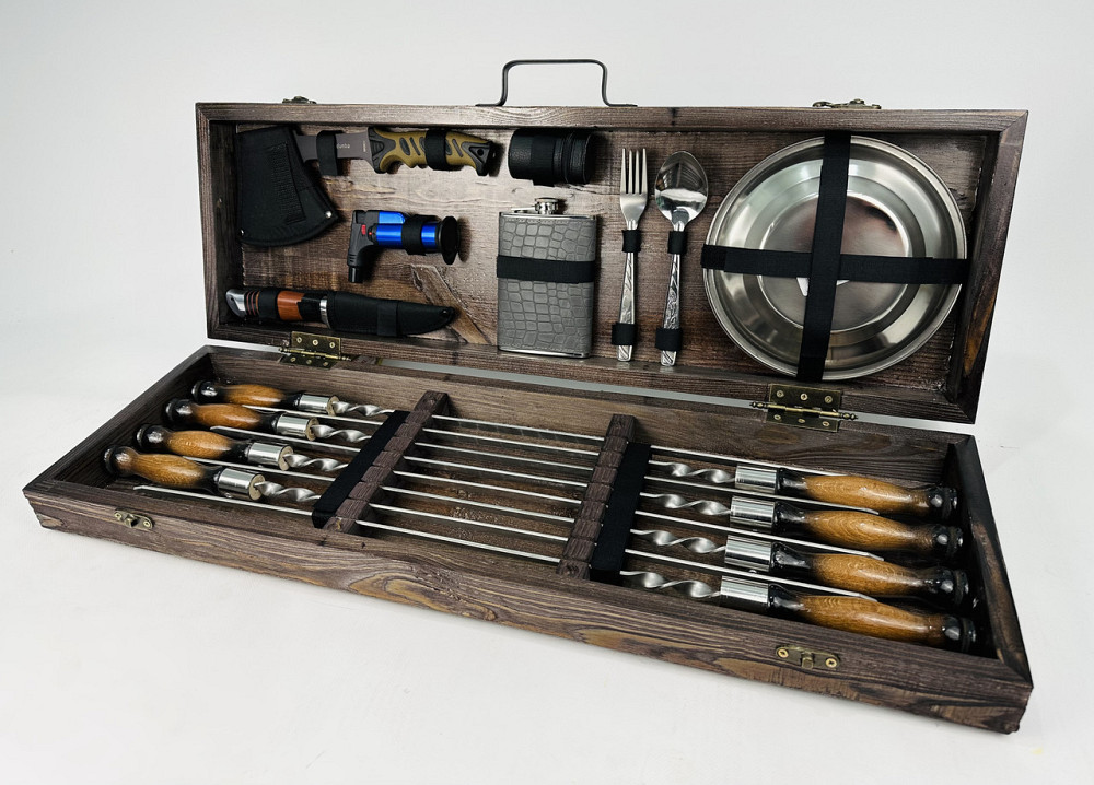 Подарунковий набір шампурів у дерев'яному кейсі ПІКНІК HAPPY DAYS Тернопіль - фото 3