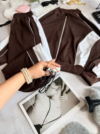 Женский спортивный костюм с двумя нитями и молнией и регулируемыми брюками Одесса