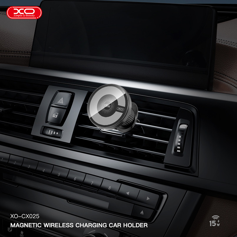 Тримач телефону автомобільний XO з бездротовою зарядкою CX025 Magnetic Car Air Vent 15W чорний Львів - фото 7