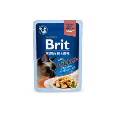 Влажный корм для кошек Brit Premium Delicate Fillets in Gravy Chicken для стерилизованных (8595602570614) Винница