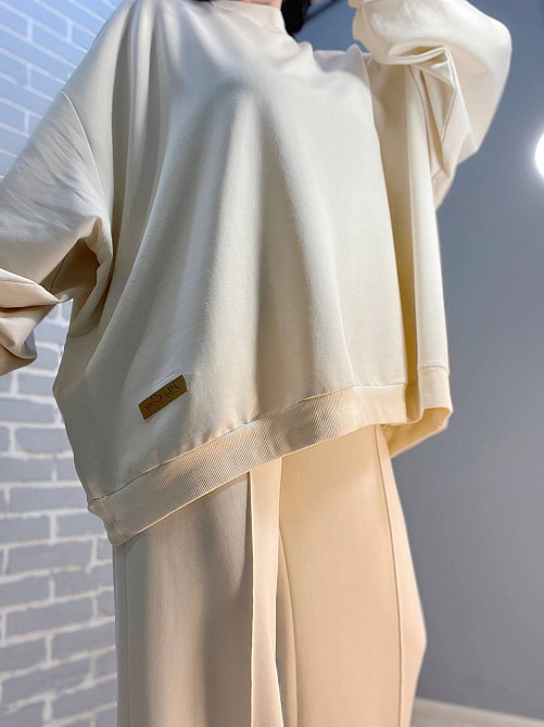 Костюм жіночий MY CITY 3044-8286 світшот широкий оверсайз та брюки палаццо зі стрілкою, молочний, L Київ - фото 16