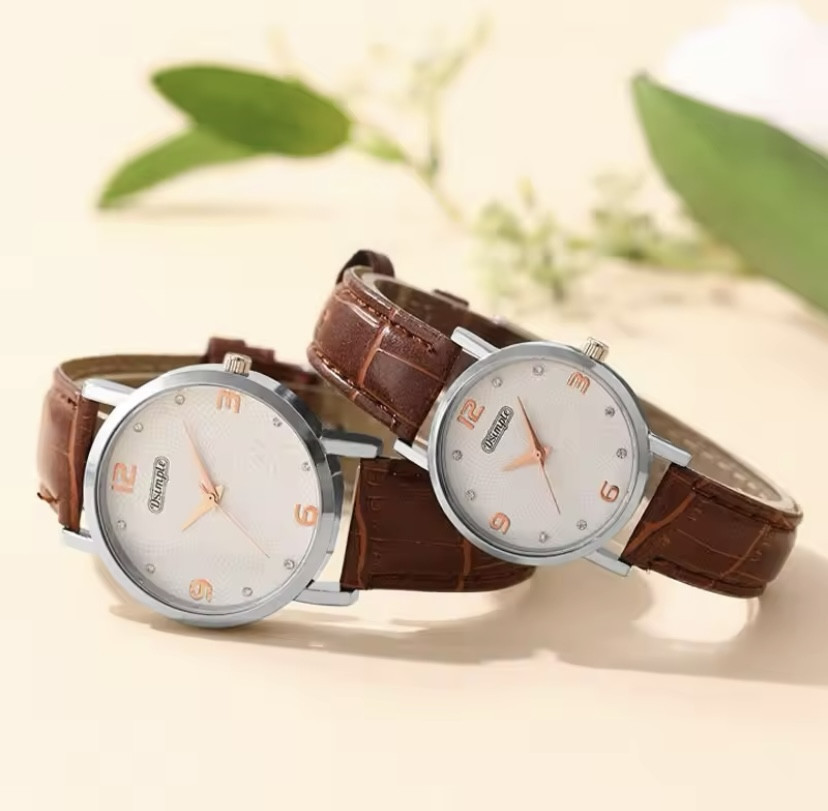 Подарочный набор для мужчин и женщин 2 парные часы без подарочной коробки коричневый Киев - изображение 5