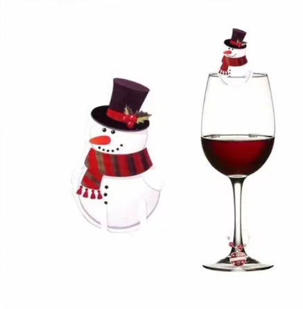 Декор бокалов на новый год Снеговик 10 штук 70 на 45 мм разноцветный Киев