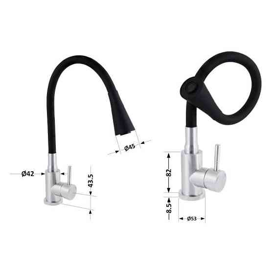 Змішувач для кухні Lidz Aria 015F31 з гнучким виливом LDARI015F31BNK31872 Nickel/Black Харків