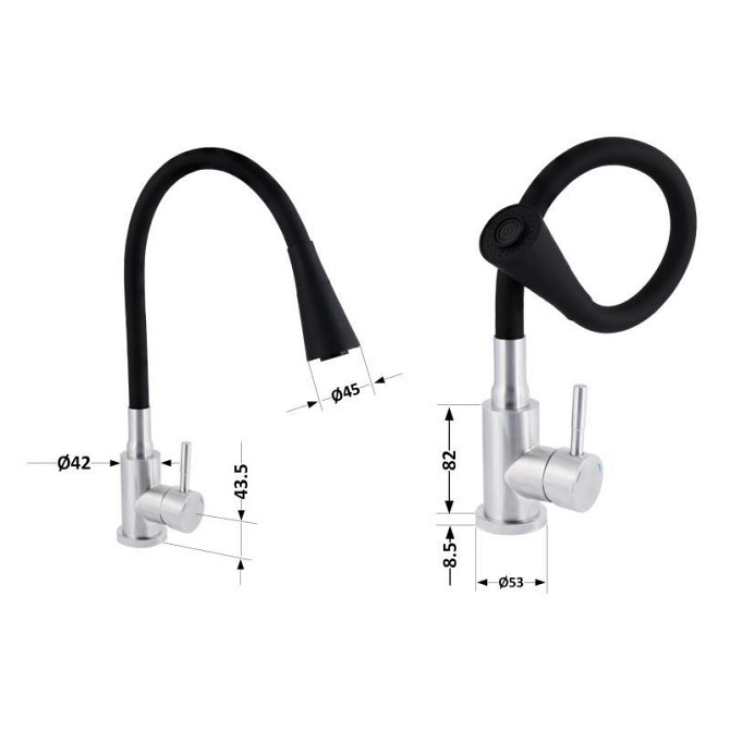 Змішувач для кухні Lidz Aria 015F31 з гнучким виливом LDARI015F31BNK31872 Nickel/Black Харків - фото 2