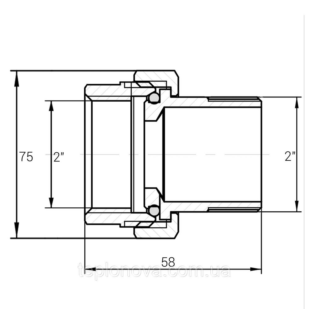 Сгон американка прямая латунная 2″ВР х 2″НР штампованная с резиновой прокладкой Б0843А VA Черновцы - изображение 2