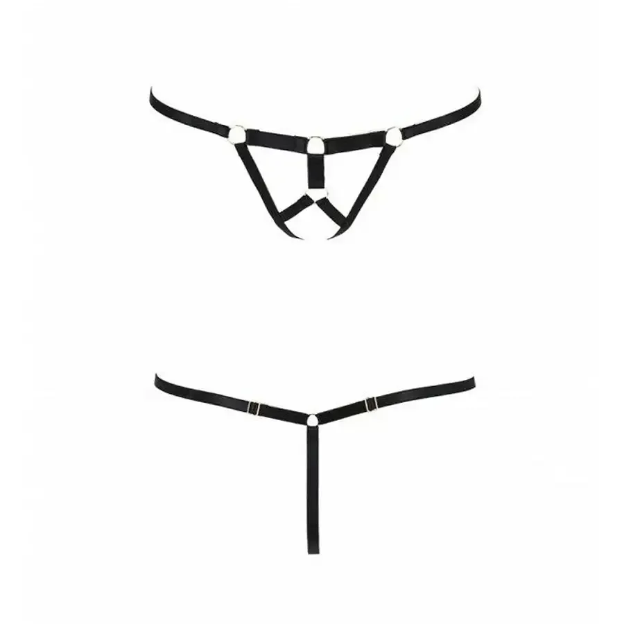 Трусики стрінги зі стреп Passion Exclusive ARMANDA THONG L/XL, black Львов - изображение 5