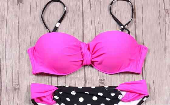 Купальник в горох роздільний жіночий пуш ап різнобарвний Київ