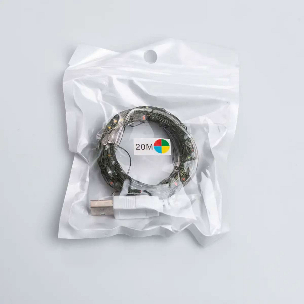 Garlando Гірлянда роса 20 метрів USB на 200 led світлодіодів крапля на зеленому дроті мультикол Коломия - фото 3