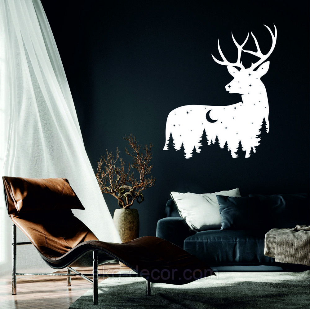 Декоративное настенное Панно «Новогодний олень» Декор на стену 70*58 см, Белый Киев - изображение 1