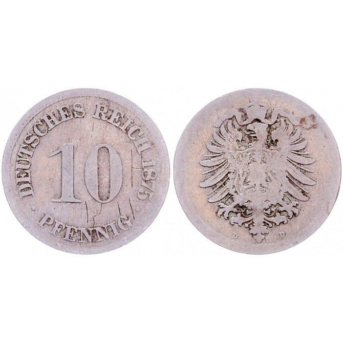 10 пфеннігів 1875 D - Німеччина Полтава - фото 1