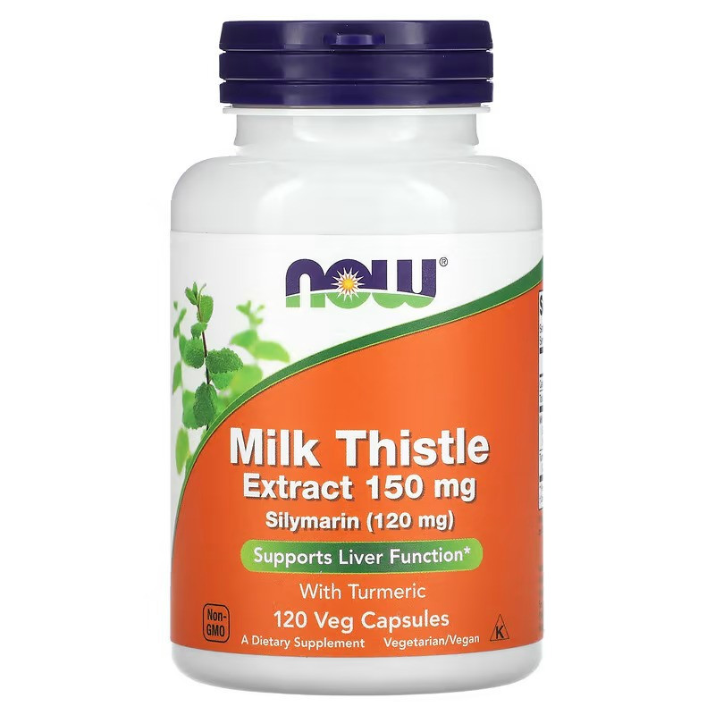 Силімарин, екстракт розторопші NOW Milk Thistle Extract with Turmeric, 150 mg, 120 Veg Capsules Луцьк - фото 1
