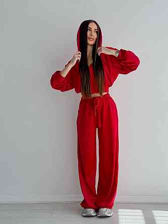 Женский стильный костюм двойка: кофта и штаны из плюш велюра Одесса