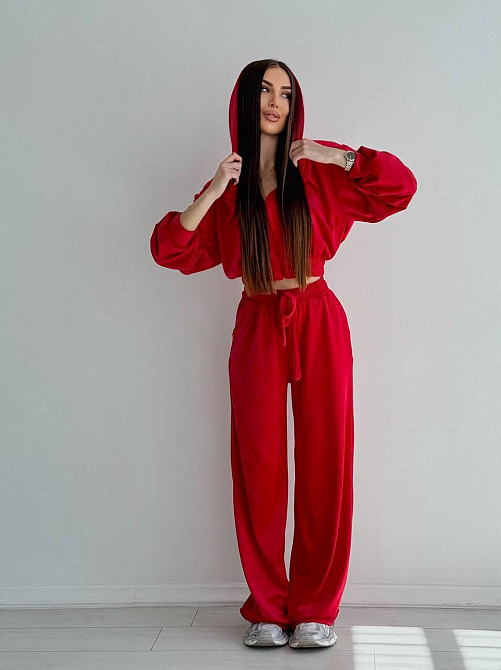 Женский стильный костюм двойка: кофта и штаны из плюш велюра Одесса - изображение 3