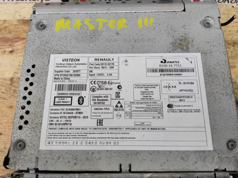 Автомагнітола Renault Master III 2010-2018 (281159217R) Ковель - фото 2