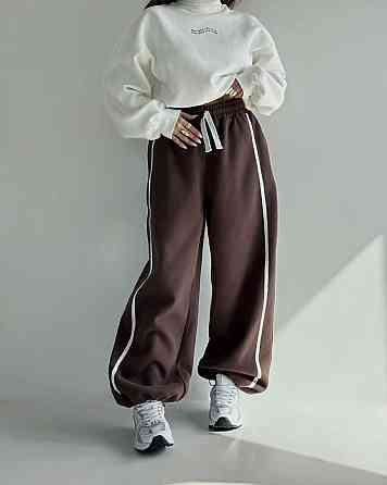 Стильні жіночі штани тринитка на флісі. Шоколад Одеса