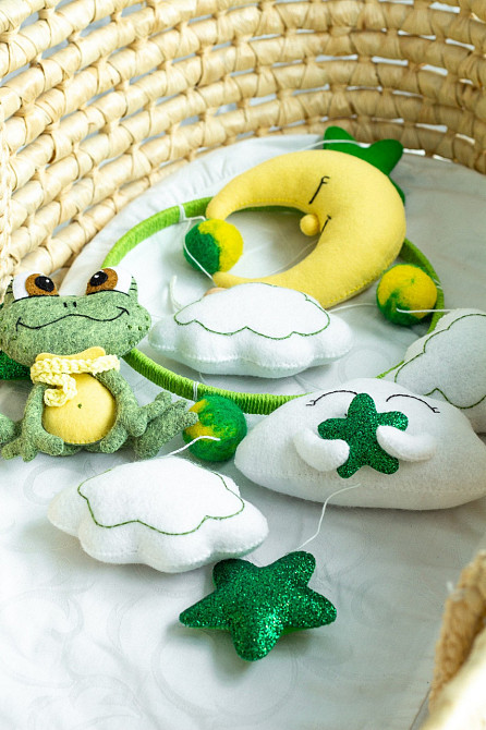 Дитячий музичний мобіль на ліжечко для немовлят WooolyWool «Жабеня» з 35 мелодіями Київ - фото 10