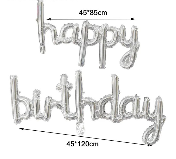 Кульки-букви Happy Birthday, срібні слім Київ - фото 2