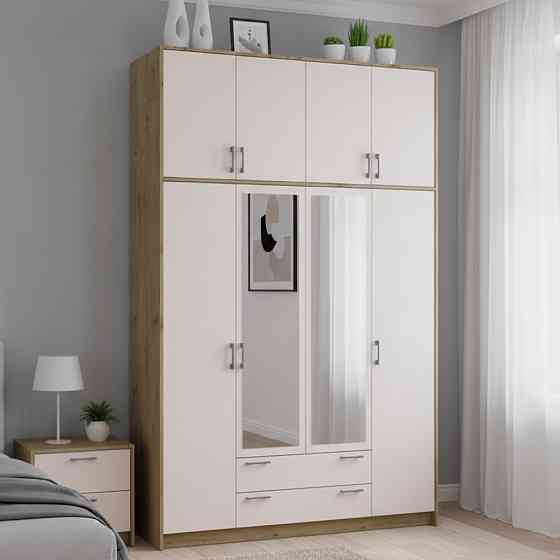 Шкаф для одежды Doros Ронди с высокой антресолью и зеркалом Дуб Артизан/Кашемир 4 ДСП 160х52х260 (DRS-011880) Днепр