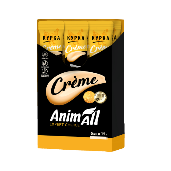 Жидкие лакомства AnimAll Сrème для кошек со вкусом курицы, 6х15 г Киев