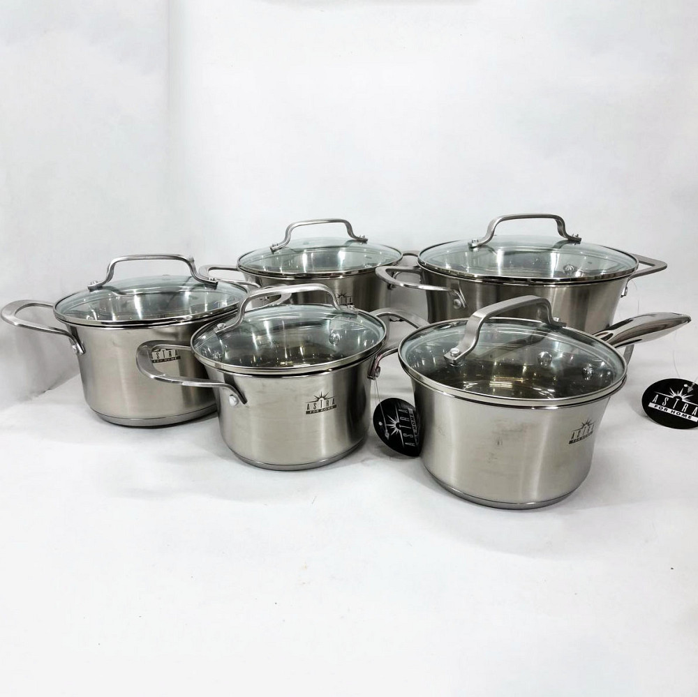 Набор высоких кастрюль 10, Кастрюли с прозрачными крышками, Набор кастрюль с антипригарным дном LU-50 Львов - изображение 7