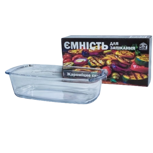 Ємність для запікання 27*14*7см прямокутна глибока з ручками жароміцне скло 50012-01 S&T Житомир