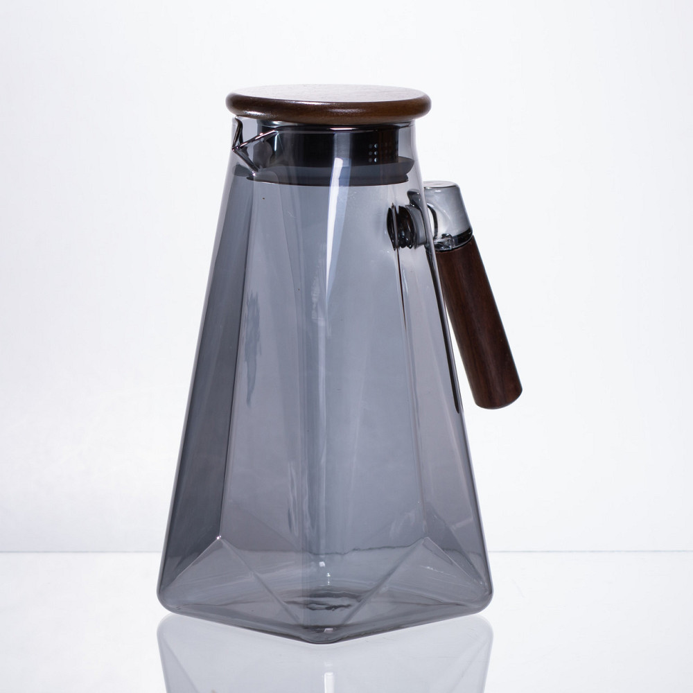 Yiwu Глечик для напоїв скляний 1.8 л з бамбуковою кришкою 64486-73 Коломия - фото 2