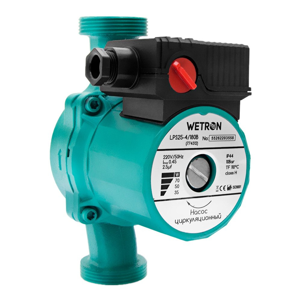 Wetron Насос циркуляционный 75Вт Hmax 4м Qmax 40л/мин Ø1 1/2" 180мм зел + гайки Ø1 WETRON –4/18 Коломыя - изображение 5