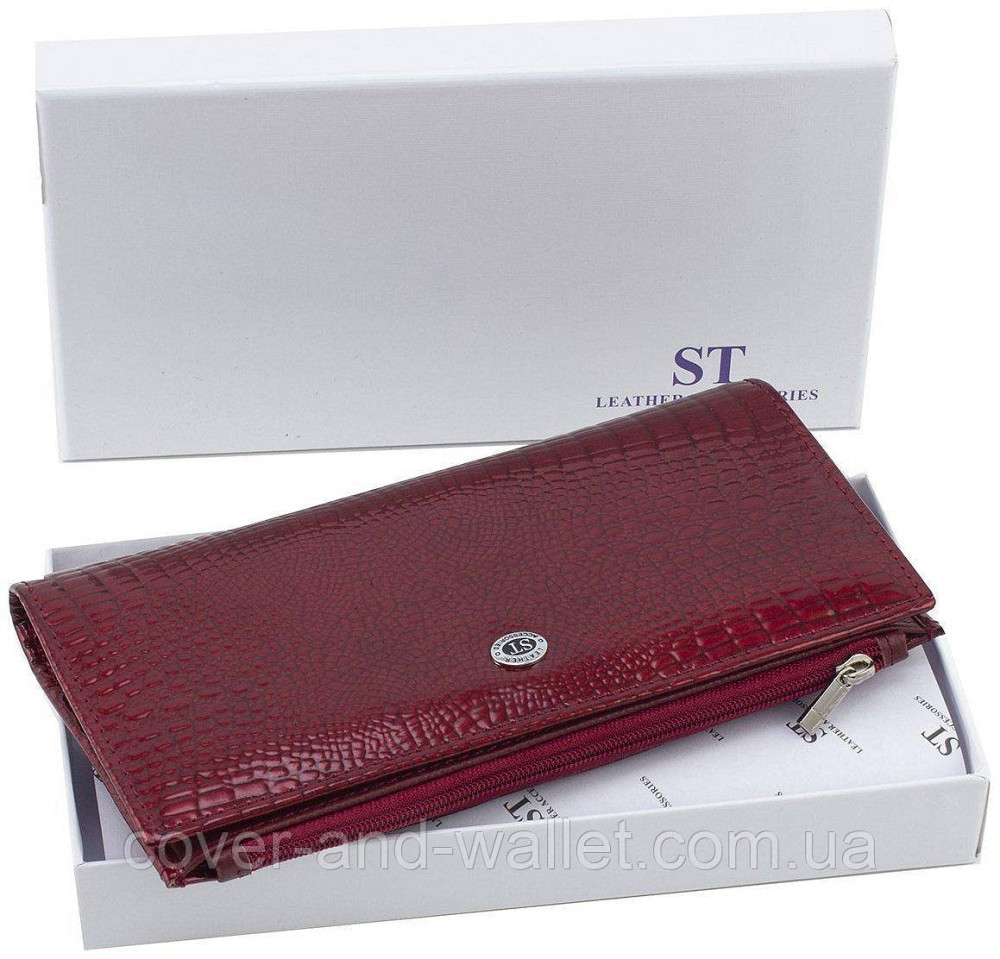 Жіночий тонкий гаманець купюрник з лакової шкіри на магнітах та блискавці ST AE 006 Київ - фото 7