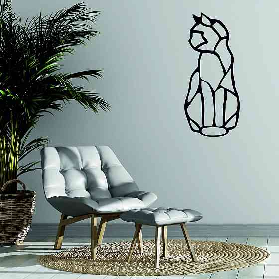 Декоративное настенное Панно «Кот» Декор на стену 110*48 см, Черный Киев