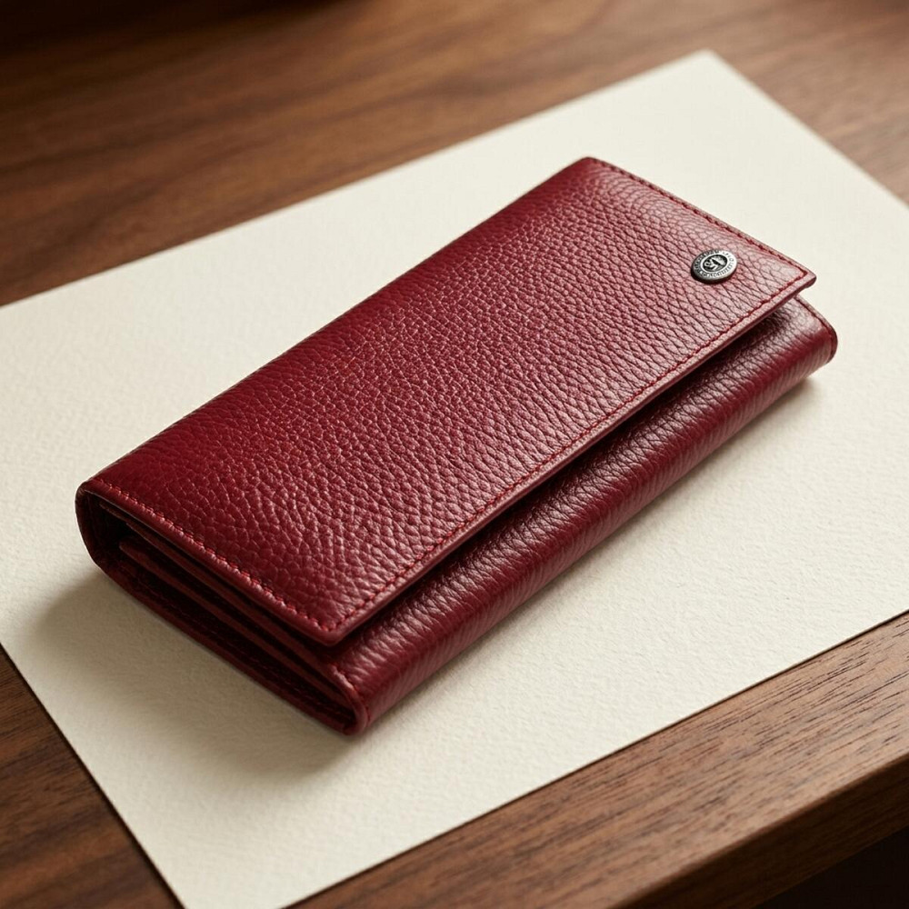 Практичний вертикальний гаманець із натуральної шкіри ST Leather 23085 Бордовий Київ - фото 11