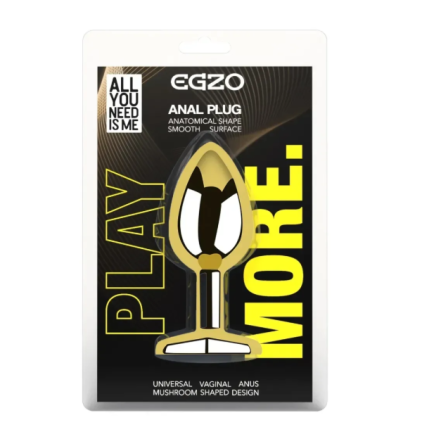 Анальна пробка із кристалом EGZO - Gold Round Plug Red size S Sex Aura Київ
