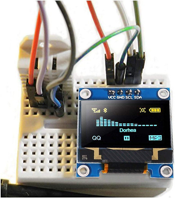 Дисплей OLED SSD1306 I2C 4pin 0.96" 128x64 графічний для Arduino синьо-жовтий Київ - фото 6