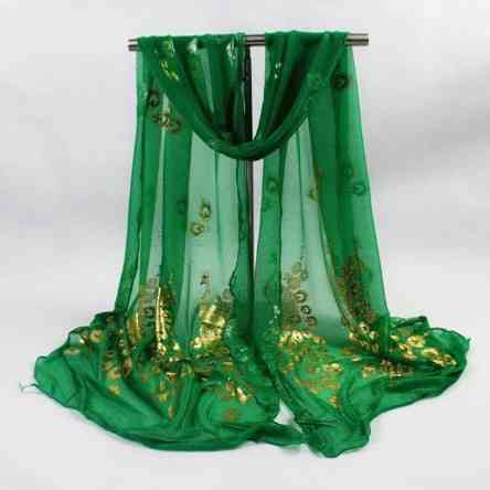 Женский шарф с Павлинами 160 на 43 см зеленый Киев