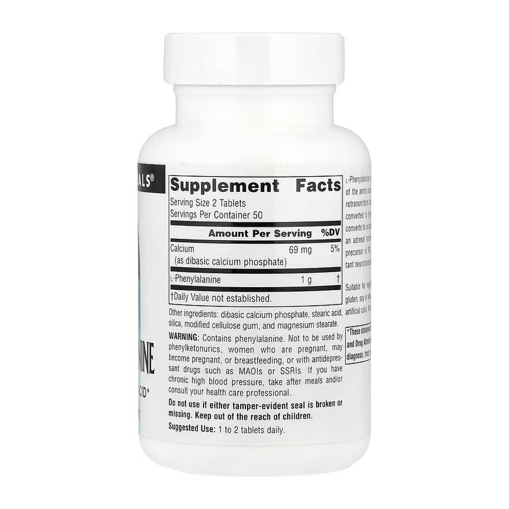 Фенилаланин Source Naturals L-Phenylalanine 500 мг 100 таблеток Луцк - изображение 2