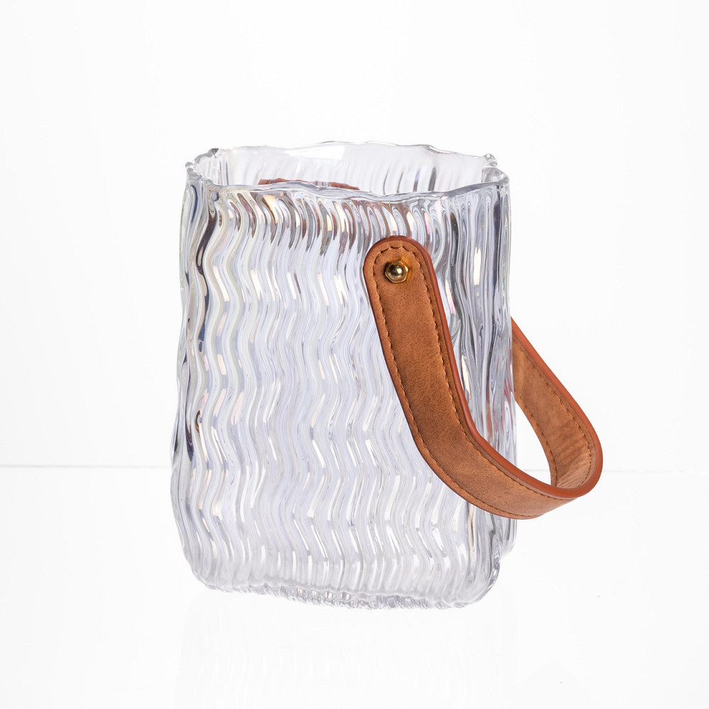 Ваза сумочка з ручкою 12×8.5×16 (см) декоративна скляна ваза для квітів 800 (мл) Прозорий HP-19-154-3 Коломия - фото 6