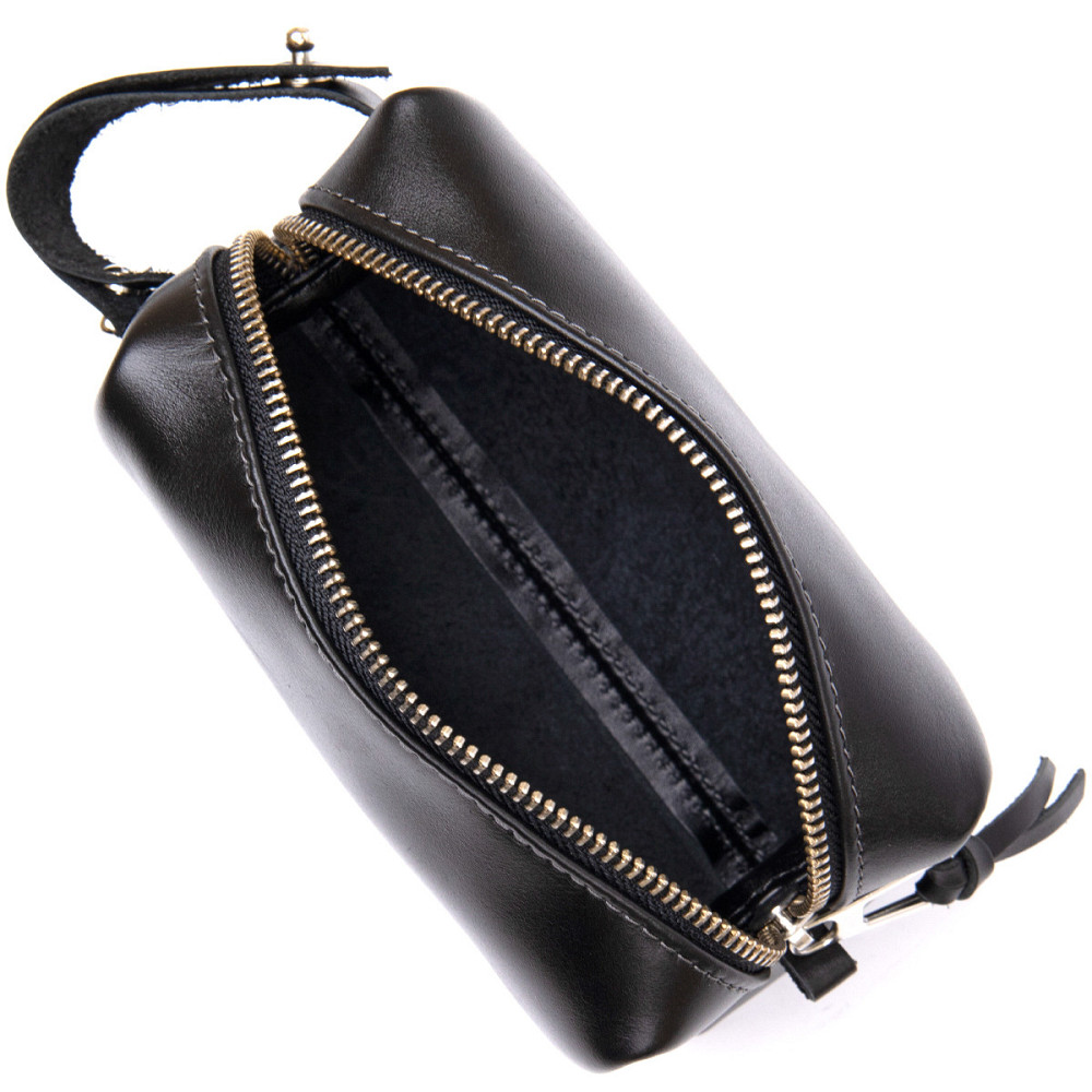 Кожаная глянцевая мужская косметичка GRANDE PELLE 11413 Черный Киев - изображение 5