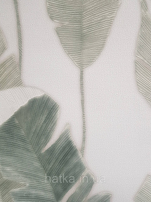 Шпалери вінілові на флізеліні AS creation Attico 1.06х10 під листя великі структурні зелені бежеві 3д Київ - фото 2