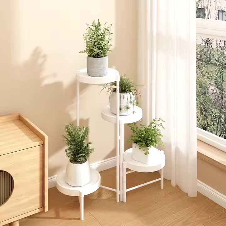 Стелаж для рослин і горщиків з квітами з металевими полицями на 4 яруси колір білий Кам'янець-Подільський - фото 1