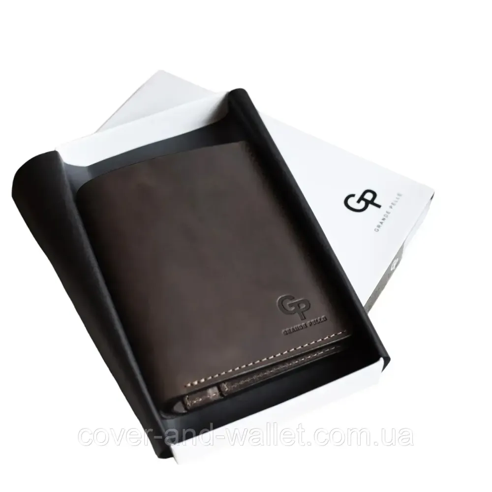Тонкий чоловічий портмоне з натуральної шкіри з відділенням для AirTag Grande Pelle Київ - фото 10