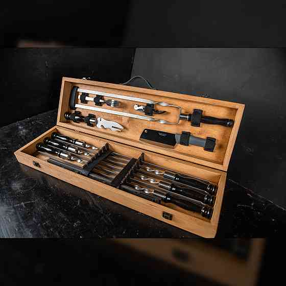 Шампури подарункові набір бокс для пікніка гриля та барбекю Оригінальні Віп подарунки на день народження татові, хлопцю, Тернопіль